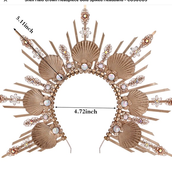 cosucos | Accessories | Shell Halo Crown Headpiece Gold Spiked Headband ...